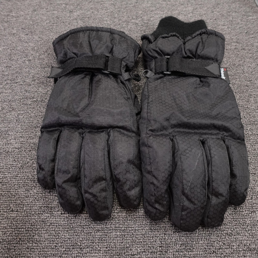 Thinsulate Gloves Mens XL Black Microfiber Insulated Lined Ski Winter Grip Palm